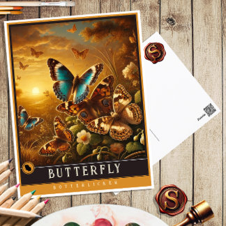 Butterfly | Cute Family Vintage Animal Postcard