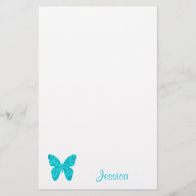 Butterfly Cute Personalised Girly Name  Stationery (Front)