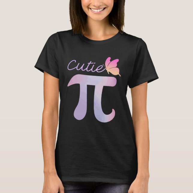 Butterfly Cutie Pie National Pi Day Pi Symbol Math T-Shirt (Front)