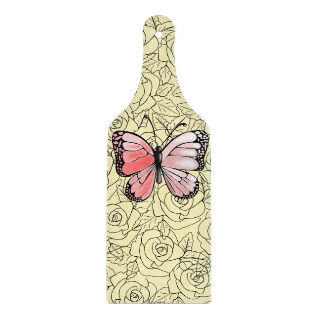 Butterfly Cutting Board Roses - Custom Colours (Front)