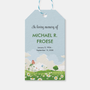 Butterfly Daisy Meadow Funeral Memorial Photo Gift Tags