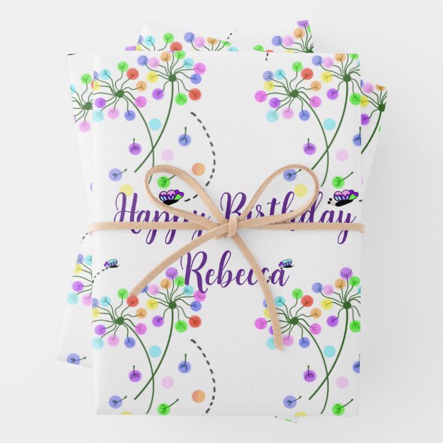 Butterfly Dance Birthday Gift Wrap Sheets  (In situ)