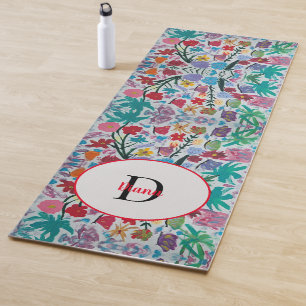 Butterfly Dance Floral Monogram Yoga Mat