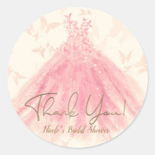 Butterfly Dance Peach Sparkle Dress Bridal Shower Classic Round Sticker