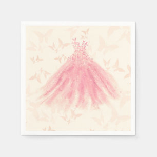 Butterfly Dance Peach Sparkle Dress Bridal Shower Napkin