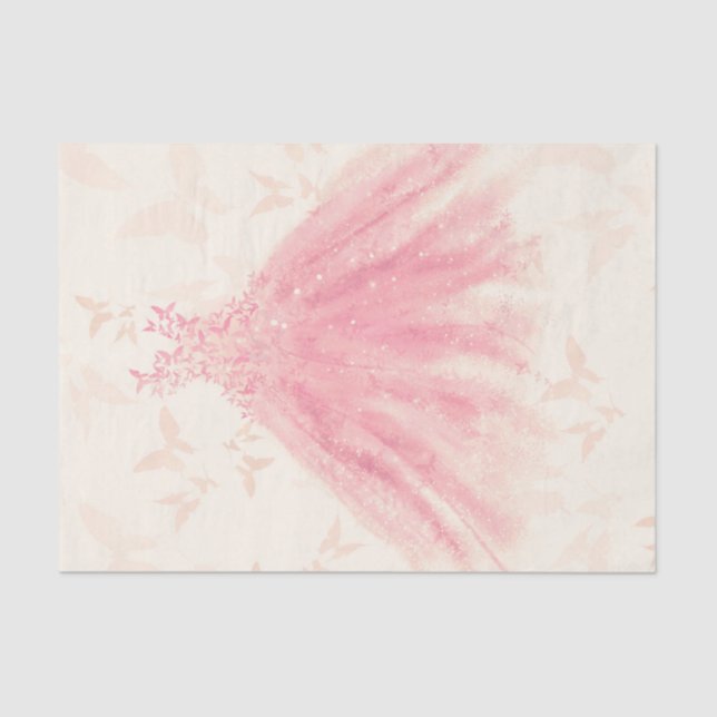 Butterfly Dance Peach Sparkle Dress Bridal Shower Tissue Paper (Front)