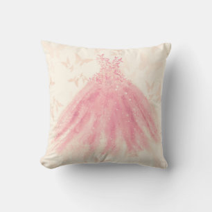 Butterfly Dance Peach Sparkle Dress Cushion