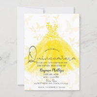 Butterfly Dance Yellow Sparkle Dress Quinceañera