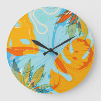 Butterfly dancing on flowers large clock