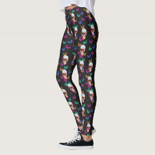 Butterfly Day of the Dead Gothic Sugar Skull Leggings