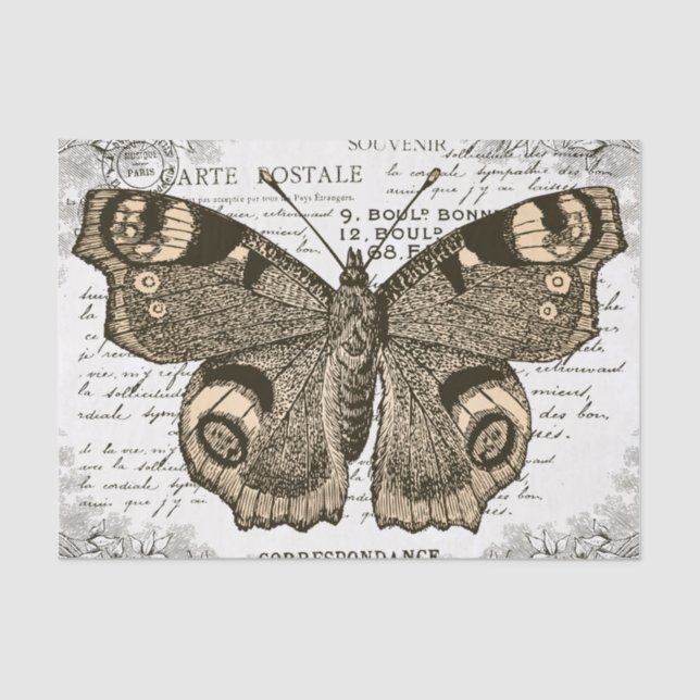 Butterfly Decoupage Tissue Paper - French Vintage (Front)
