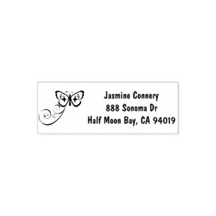 Butterfly Delicate Line Drawing Return Address Self-inking Stamp