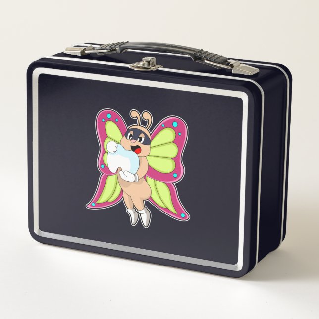Butterfly Dentist Teeth Metal Lunch Box (Front)