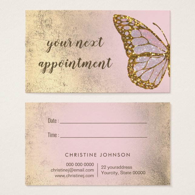 butterfly design appointment card (Front & Back)