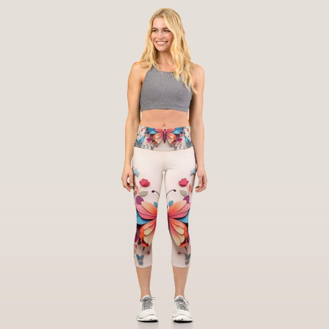 Butterfly design capri leggings (Front)