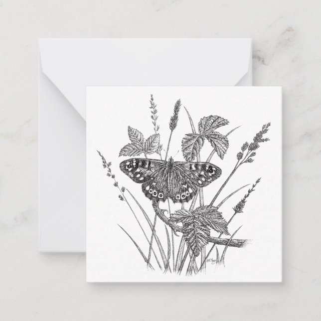 Butterfly Design Flat Note Card (Front)