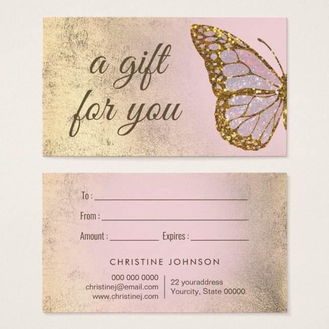 butterfly design gift card (Front & Back)