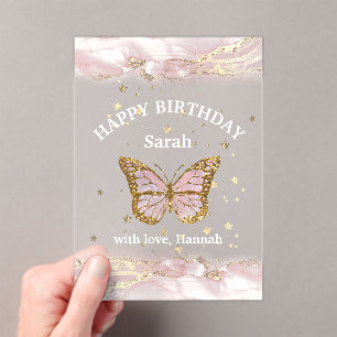 butterfly design Happy Birthday Acrylic Invitations