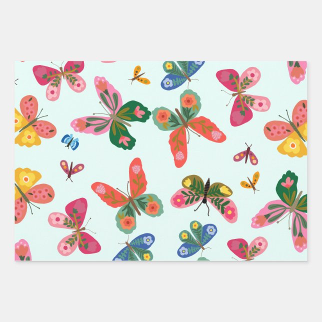 butterfly design planner book wrapping paper sheet (Front)