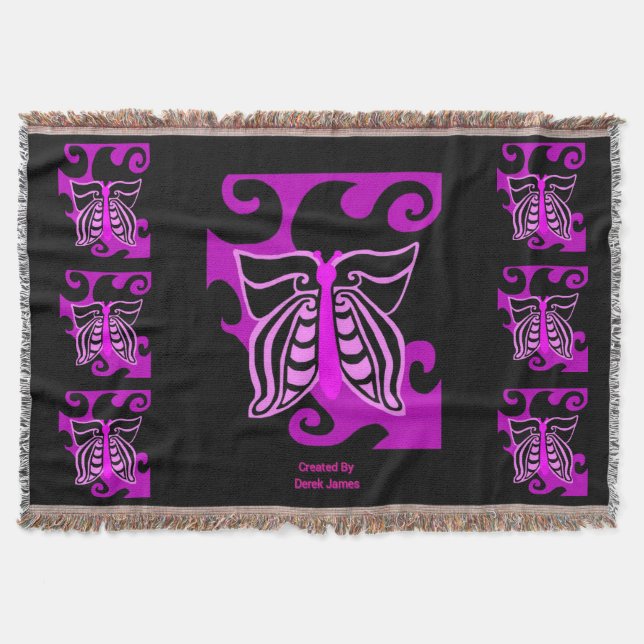 Butterfly Design Throw Blanket (Front)