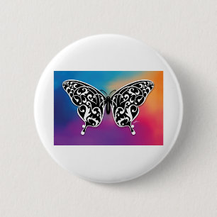 Butterfly Design with Sunset Colours 6 Cm Round Badge