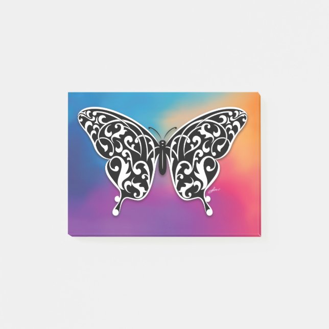 Butterfly Design with Sunset Colours Post-it Notes (Front)