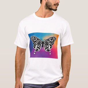 Butterfly Design with Sunset Colours T-Shirt