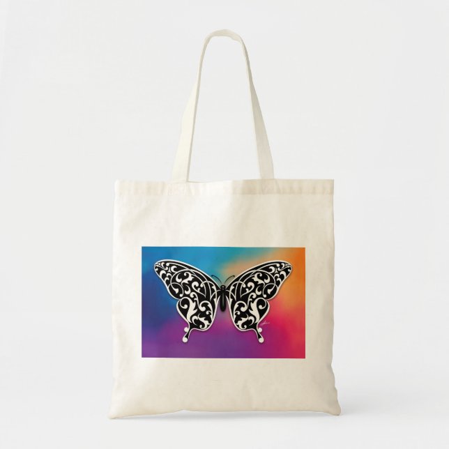 Butterfly Design with Sunset Colours Tote Bag (Front)