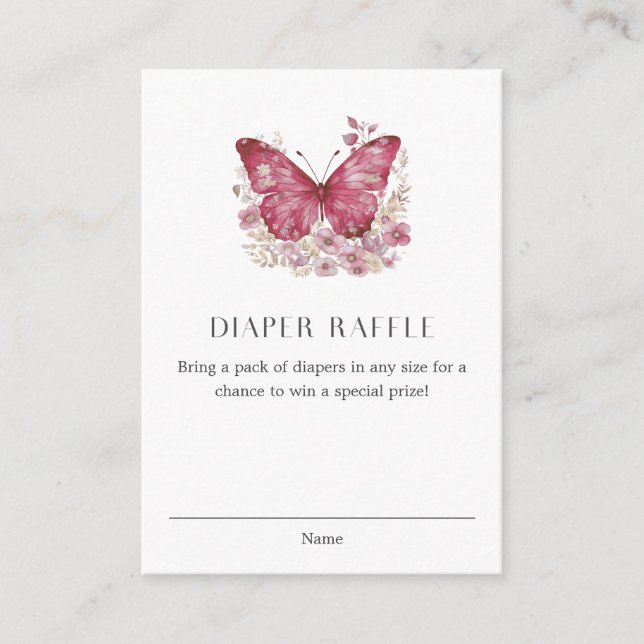 Butterfly Diaper Raffle Baby Shower Enclosure Card (Front)