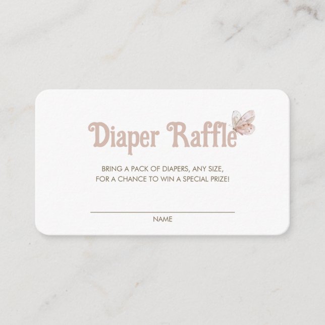 Butterfly Diaper Raffle for Baby Shower Enclosure Card (Front)