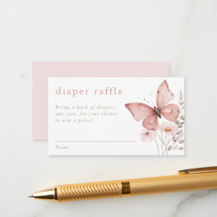 Butterfly Diaper Raffle pink floral wildflowers Enclosure Card