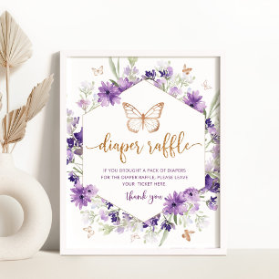 Butterfly diaper raffle sign