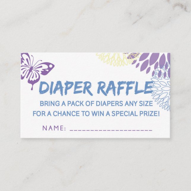 Butterfly Diaper Raffle Ticket Enclosure Card (Front)