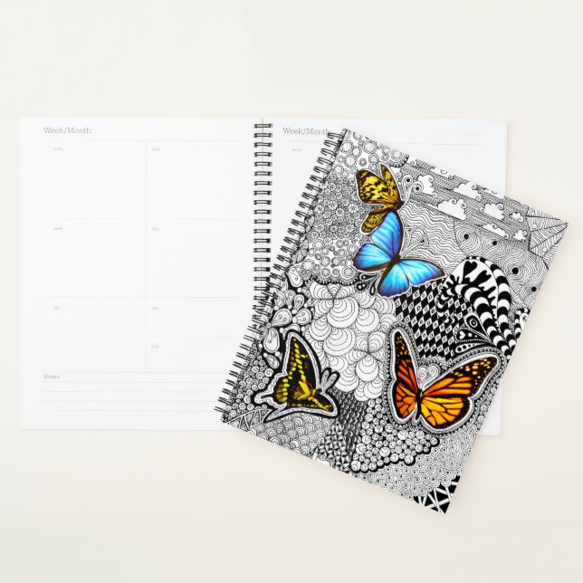 Butterfly Doodle Art Collage Planner (Display)
