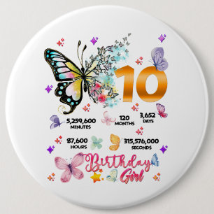 Butterfly Double Digits 10 years Old Butterflies 6 Cm Round Badge
