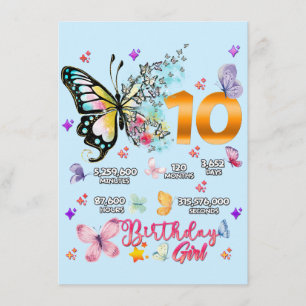 Butterfly Double Digits 10 years Old Butterflies I Enclosure Card