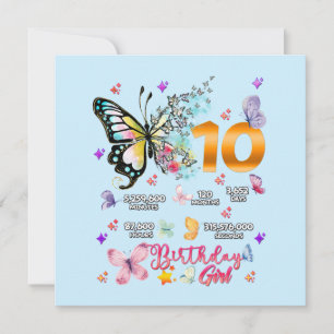 Butterfly Double Digits 10 years Old Butterflies I Invitation