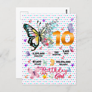 Butterfly Double Digits 10 years Old Butterflies Postcard