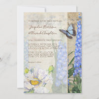 Butterfly Dragonfly Blue White Flowers Wedding