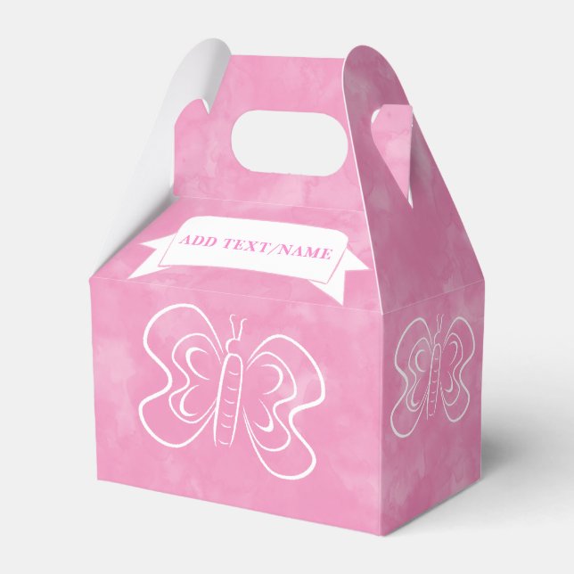 Butterfly Drawing Custom Pink Watercolor Favour Box (Front Side)
