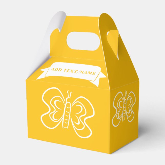 Butterfly Drawing Custom Yellow Favour Box (Back Side)