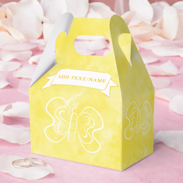 Butterfly Drawing Custom Yellow Watercolor Favour Box (Wedding)
