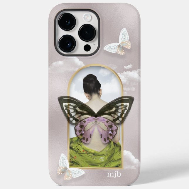 Butterfly Dream Fantasy Collage with Monogram Case-Mate iPhone Case (Back)