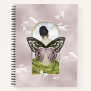 Butterfly Dream Fantasy Collage with Monogram Notebook