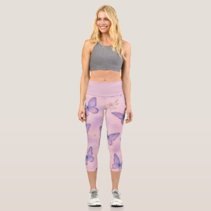 Butterfly Dream Motion Pattern Luxury Yoga Capri Leggings