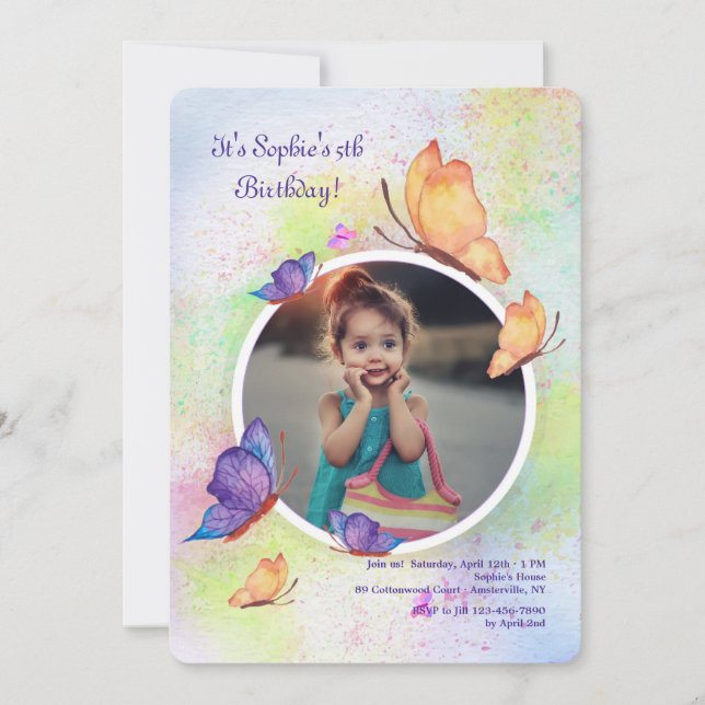 Butterfly Dream Photo Invitation (Front)