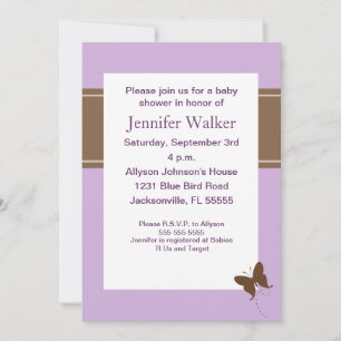 Butterfly Dreams Baby Shower - Purple Invitation
