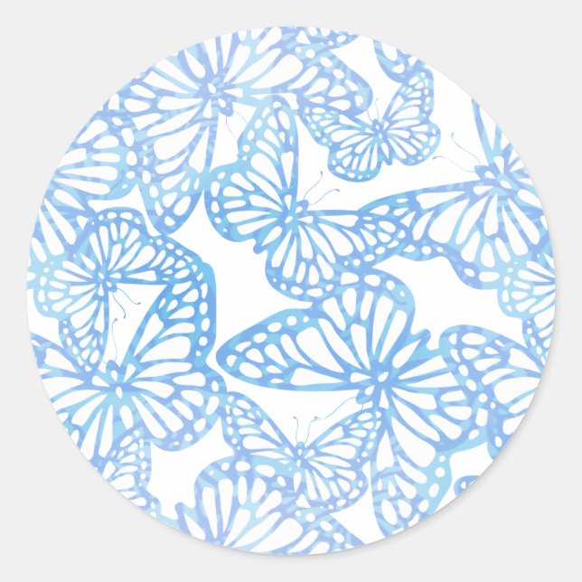 Butterfly Dreams (Blue) Classic Round Sticker (Front)