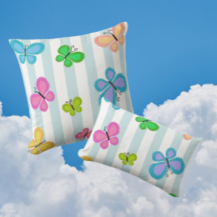Butterfly Dreams Blue Stripe Cushion