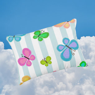 Butterfly Dreams Blue Stripe Decorative Cushion